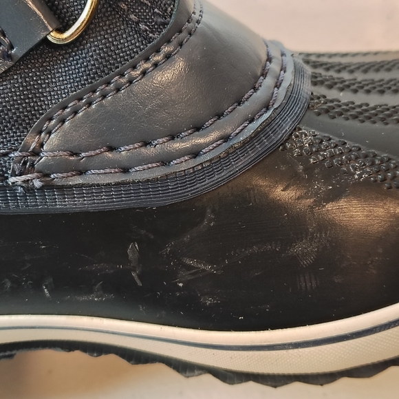 Sorel Yoot Youth Sz 1 Insulated Waterproof Winter Boots Navy Faux Fur Lined - Picture 9 of 9